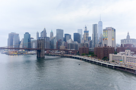 New York City Skyline as viewed from the Manhattan Bridge.の写真素材