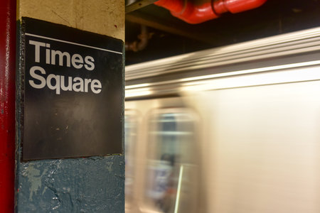 New York City - August 13, 2016: New York City subway station at 42nd Street, Times Square in Manhattan.のeditorial素材