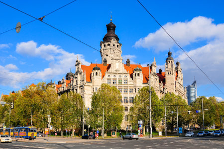 Neues Rathaus (new town hall) in Leipzig, Germany.のeditorial素材