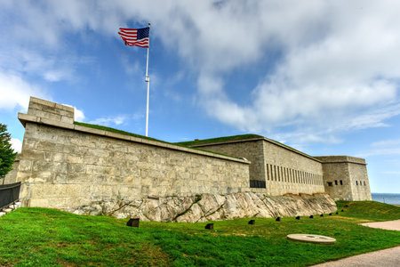 Fort Trumbull in New London, Connecticut along the Atlantic Coast, built in the Egyptian Revival style in the 19th century.のeditorial素材