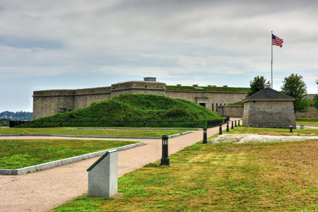 Fort Trumbull in New London, Connecticut along the Atlantic Coast, built in the Egyptian Revival style in the 19th century.のeditorial素材