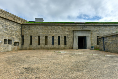 Fort Trumbull in New London, Connecticut along the Atlantic Coast, built in the Egyptian Revival style in the 19th century.のeditorial素材