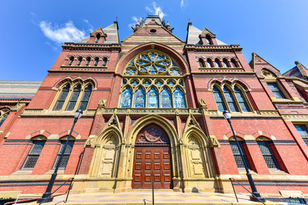 Memorial Hall at Harvard University in Boston, Massachusetts. Memorial Hall was erected in honor of Harvard graduates who fought for the Union in the American Civil War.のeditorial素材