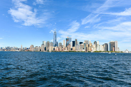 View of the New York City skyline on a summer day.の写真素材