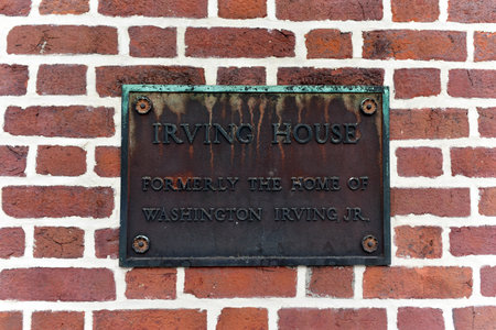 Irving House, built 1826, 11 Commerce Street, was the home of Washington Irving's sister, where he allegedly wrote The Legend of Sleepy Hollow.の写真素材
