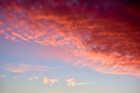 Colorful clouds at sunset in the evening.