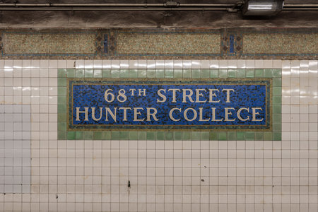New York City - November 18, 2016: Sixty Eighth Street - Hunter College Subway station on the East Side of Manhattan, New York City.のeditorial素材
