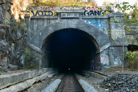Erie train tunnel part of the Bergen Arches of Jersey City, New Jersey.