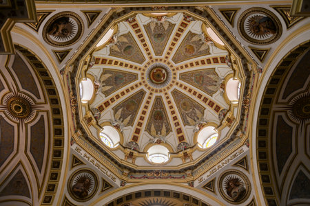 Puebla, Mexico - July 6, 2013: Interior dome of The Sanctuary of Our Lady of Guadalupe in Puebla, Mexico.のeditorial素材