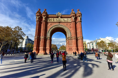 Barcelona, Spain - November 27, 2016: The Arc de Triomf in Barcelona, Spainのeditorial素材