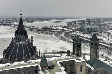 Library of Parliament on Parliament Hill in Ottawa, Ontario.の写真素材