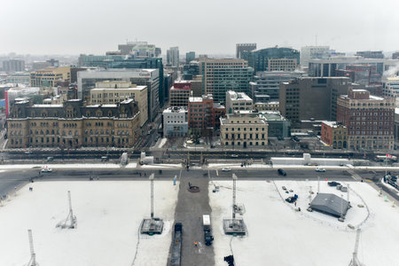 Ottawa, Canada - December 25, 2016: Skyline of Ottawa from the Peace Tower on Parliament Hill, Canada.のeditorial素材