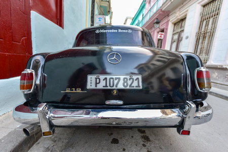 Havana, Cuba - January 8, 2017: Classic Mercedes-Benz Car in Old Havana, Cuba.