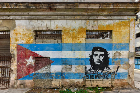 Iconic image of Che Guevara in the streets of Havana, Cuba.のeditorial素材