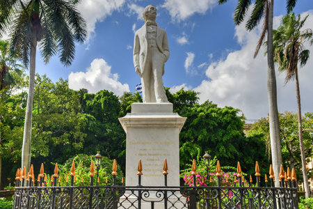 Statue to Carlos Manuel de Cespedes in Old Havana. Cespedes in considered the Father of the Cuban Nation. He freed the slaves and incited the insurrection against colonialismのeditorial素材