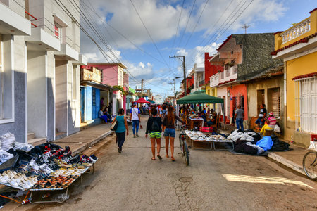 Trinidad, Cuba - Jan 12, 2017: Outdoor street fair along the streets of Trinidad, Cubaのeditorial素材