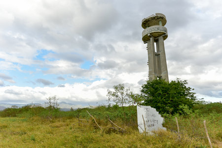 Old abandoned military guard tower in Trinidad, Cuba.の写真素材