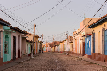 Colorful traditional houses in the colonial town of Trinidad in Cuba, a UNESCO World Heritage site.の写真素材