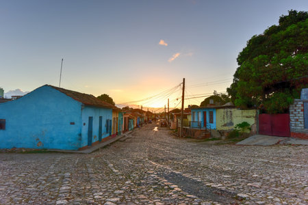 Colorful traditional houses in the colonial town of Trinidad in Cuba, a UNESCO World Heritage site.の写真素材