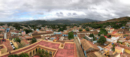 Panoramic view over the old part of Trinidad, Cuba, a UNESCO world heritage site.の写真素材