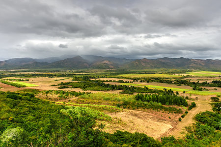 Panoramic view over the fields of Trinidad, Cuba.の写真素材