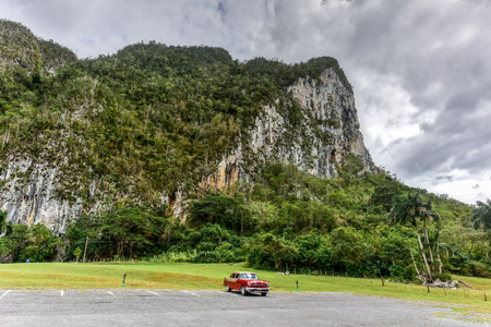 Vinales, Cuba - January 10, 2017: Classic Pontiac in the Vinales valley, north of Cuba.のeditorial素材