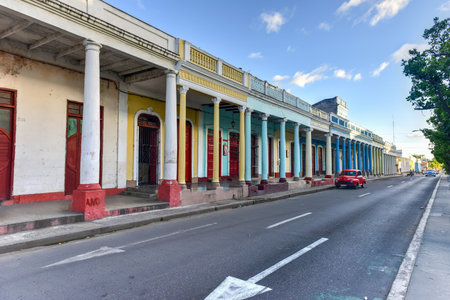Cienfuegos, Cuba - January 11, 2017: The main boulevard, Paseo El Prado in Cienfuegos, Cuba.のeditorial素材