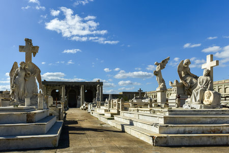 Reina Cemetery in Cienfuegos, Cuba. This cemetery contains the tombs of Spanish soldiers died during the 19th century freedom fight in Cuba.の写真素材