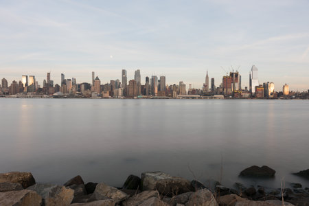 New York City skyline as seen from Weehawken, New Jersey.のeditorial素材