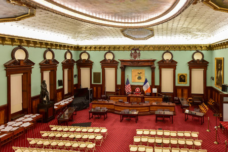 New York City - Mar 29 2017: The New York City Council in New York City Hall, the seat of NYC...
