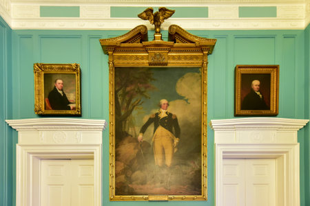 New York City - Mar 29 2017: George Clinton's portrait in New York City Hall, the seat of NYC...