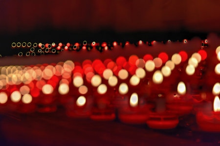 Candles in the Basilica of the Holy Blood in Bruges, Belgium, UNESCO World Heritage Siteの写真素材