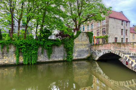 Canals of Bruges, Belgium, the Venice of the North.のeditorial素材
