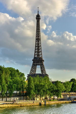 The Eiffel Tower, a wrought iron lattice tower on the Champ de Mars in Paris, France.の写真素材