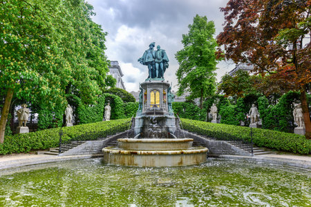Place du Petit Sablon park in Brussels, Belgiumの写真素材