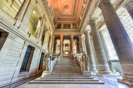 Justice Palace (Palais de Justice) in Brussels, Belgium. The eclectic and neoclassical style building serves as the headquarters of several important law courts.のeditorial素材