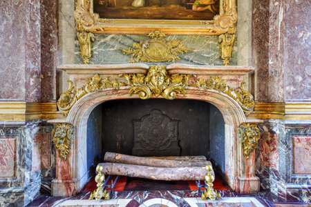 Fireplace in the famous Palace of Versailles in France.のeditorial素材