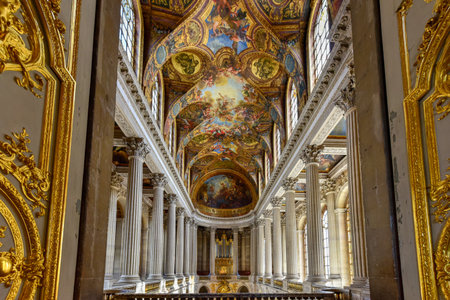 The chapel in the Palace of Versailles in France.のeditorial素材