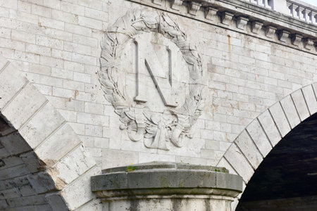 Pont Saint-Michel bridge across the Seine River in Paris, France.の写真素材
