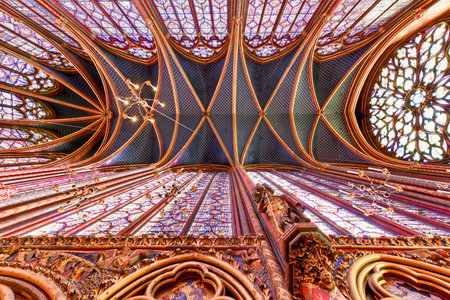 TheÂ Sainte-Chapelle is a royal chapel in theÂ GothicÂ style, within the medievalÂ Palais de la Cite, the residence of the Kings of France until the 14th century, on theÂ Ile de la CiteÂ inÂ Paris, France.のeditorial素材