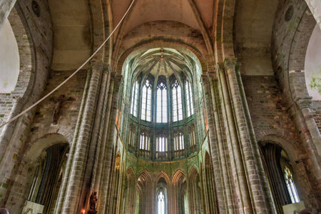 Beautiful Mont Saint-Michel cathedral on the island, Normandy, Northern France, Europe.のeditorial素材
