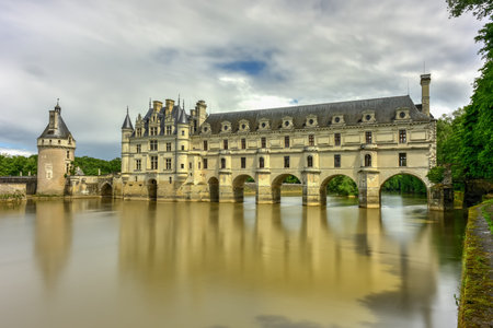 Chateau de Chenonceau on the River Cher, near Chenonceaux in France.の写真素材