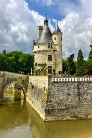 Chateau de Chenonceau on the River Cher, near Chenonceaux in France.のeditorial素材
