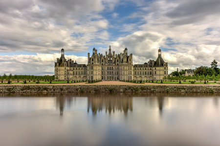 Chateau de Chambord, the largest castle in the Loire Valley. A UNESCO world heritage site in France. Built in the XVI century, it is now a property of the French stateの写真素材