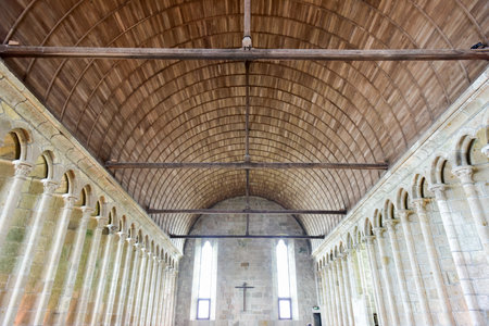 Beautiful Mont Saint-Michel cathedral on the island, Normandy, Northern France, Europe.のeditorial素材