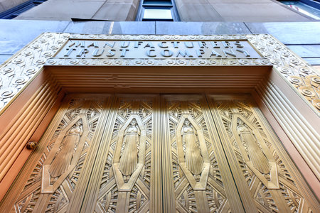 Manufacturers Hanover Trust Company Bank former bronze door entrance in midtown Manhattan at the New...