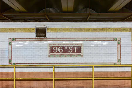 New York City - August 19, 2017: 96th Street Subway Station in the New York City Subway System on the 1/2/3 train line.のeditorial素材