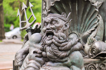 Bailey Fountain outdoor sculpture in New York City at the site of three 19th century fountains in Grand Army Plaza, Brooklyn, New York, United States.のeditorial素材