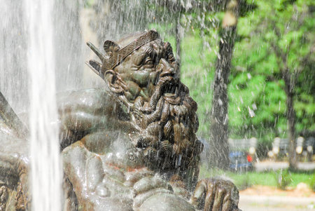 Brooklyn, New York - June 30, 2007: Bailey Fountain outdoor sculpture in New York City at the site of three 19th century fountains in Grand Army Plaza, Brooklyn, New York, United States.のeditorial素材