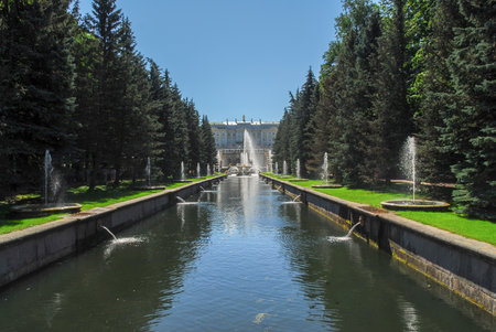 The Peterhoff Palace in St. Petersburg, Russiaのeditorial素材